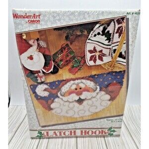 Wonder Art Caron Latch Hook Kit #4659 Kris Kringle Inside Mat 33"X 16" Santa New